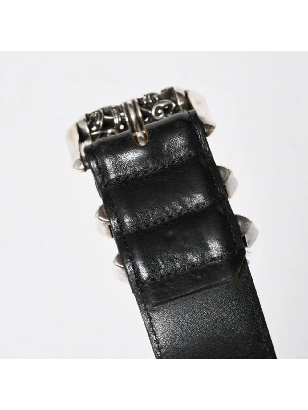 Chrome Hearts Blt Roller Belt 32 Black Leather 925 Sterling Silver